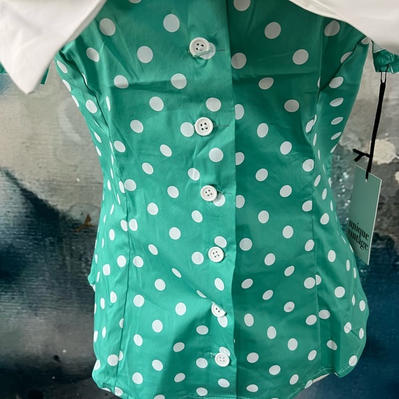 Unique Vintage | Polka Dot Bow Top - Picture 9 of 9